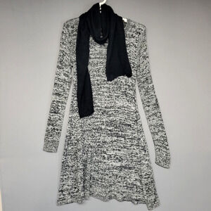 Bobbie Brooks Sweater Dress Womens Medium Black White Knit Long Sleeve NWOT